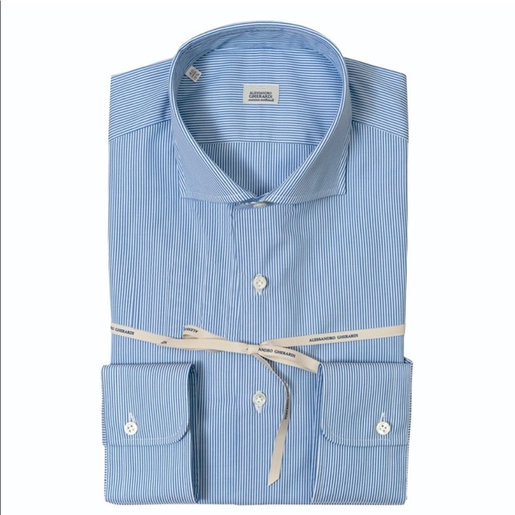 ALESSANDRO GHERARDI BLUE STRIPED POPLIN SHIRT - Picture 1 of 6